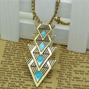 Vintage Gold and Turquoise Fatima Necklace